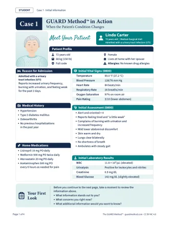 Case 1 (Linda Carter): Student Pages — Initial information, printed page 58