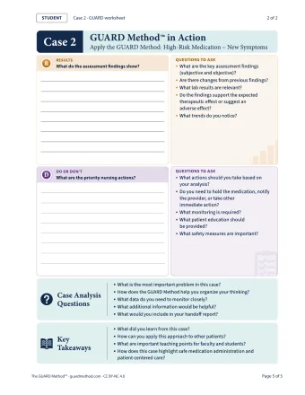 Case 2: Student Pages — GUARD worksheet · 2 of 2, printed page 73