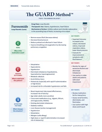 Furosemide: Pharmacology Study Reference — Pharmacology study reference · 1 of 2, printed page 84